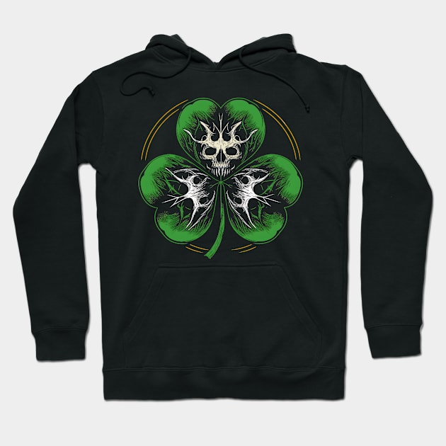 Creepy Shamrock Clover Leaf Hoodie by MetalByte